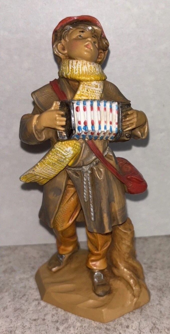 Vtg Fontanini Depose Italy #150, 1995 Boy w/ Accordion Signed? Village Figure